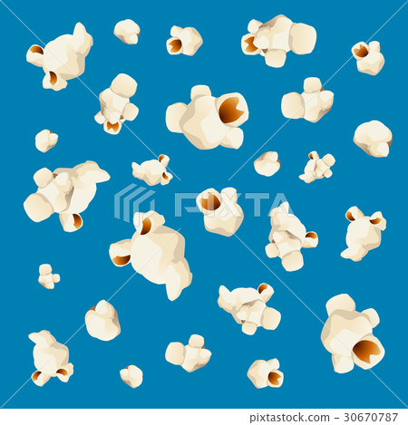 Popcorn Pattern Background on Blue. Vector 30670787
