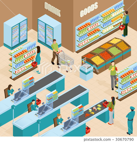 Supermarket Isometric Design Concept Supermarket Isometric Design Concept 30670790