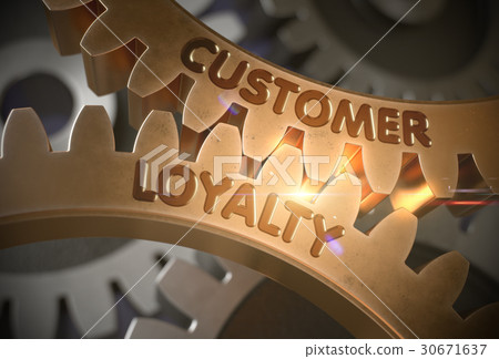 Customer Loyalty Concept. Golden Gears. 3D 30671637