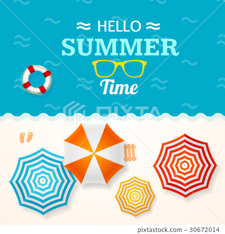 Summer Time Banner with a Beach Umbrella. Vector 30672014