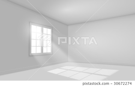 White sunlit empty room template. White sunlit empty room template. 30672274