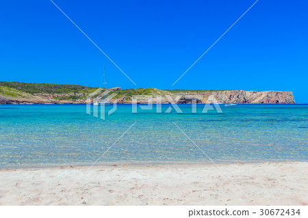 Cala Algaiarens beach view om Mediterranean sea Cala Algaiarens beach view om Mediterranean sea 30672434