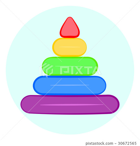 Rainbow stacking rings icon, children pyramid toy  30672565