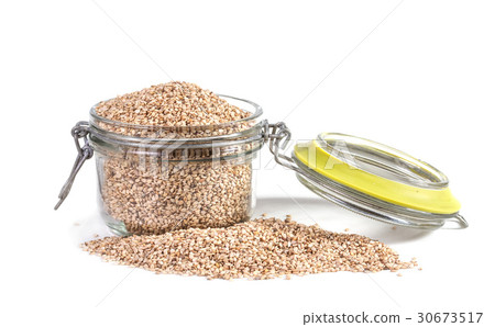 sesame seeds over white background sesame seeds over white background 30673517