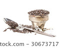Chia seeds on a white background 30673717