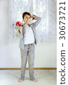 School boy with piggy bank 30673721