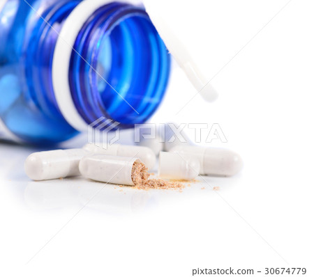 medicine pills isolated on white background. 30674779
