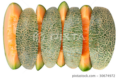 Ripe cantaloupe melon on white background 30674972