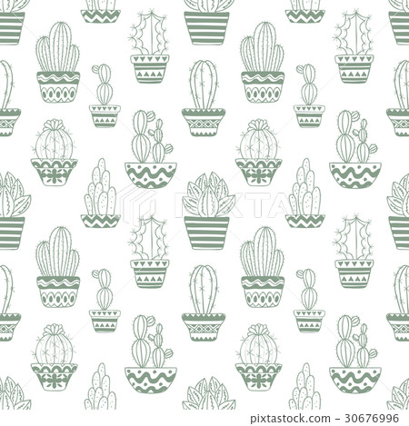 Hand drawn sketch pattern, vector cactus 30676996