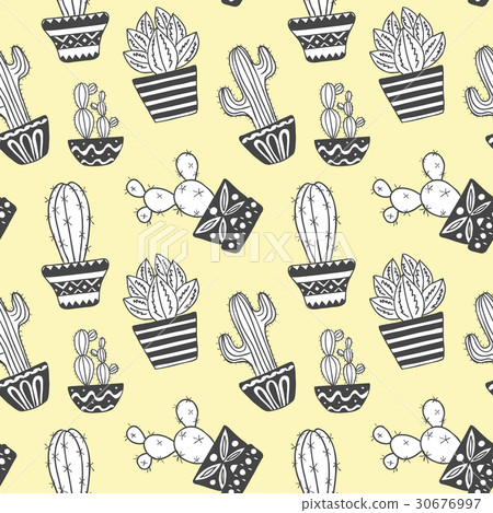 Hand drawn sketch pattern, vector cactus Hand drawn sketch pattern, vector cactus 30676997