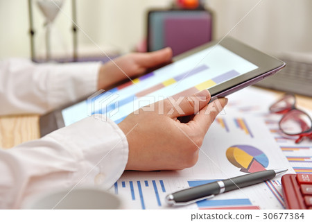 Tablet with financial charts 30677384