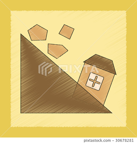 flat shading style icon Mountain stones fall flat shading style icon Mountain stones fall 30678281