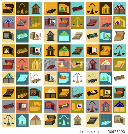 assembly of flat icons Economics business finance - Stock Illustration ...
