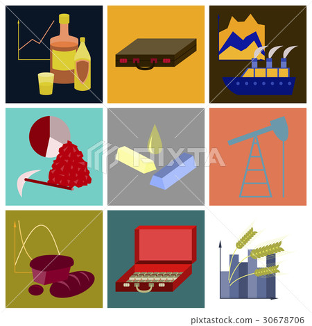 assembly of flat icons Economics business finance - Stock Illustration ...