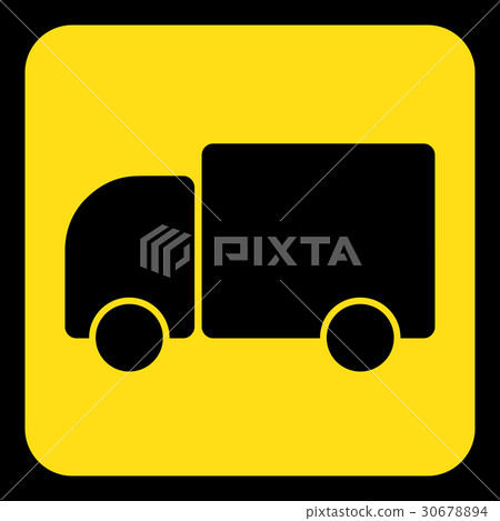 yellow, black information sign - lorry car icon - Stock Illustration ...