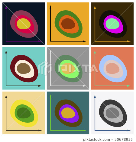 Set of flat icons on stylish background graph 30678935