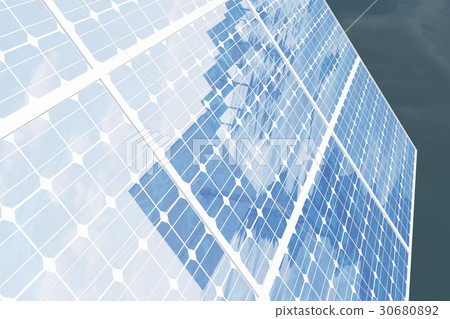 3D illustration solar panels. Solar panel produces 30680892