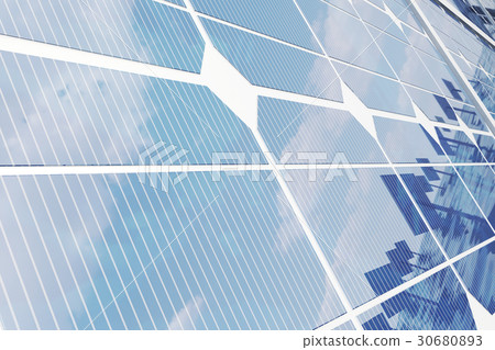 3D illustration solar panels. Solar panel produces 30680893