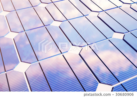 3D illustration Solar energy concept. Sunset sky 3D illustration Solar energy concept. Sunset sky 30680906