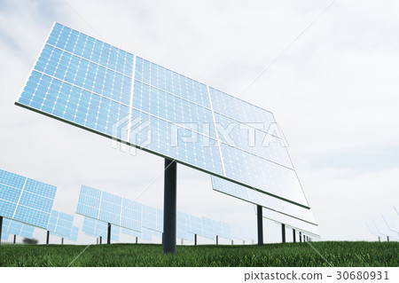 3D illustration reflection of the clouds on the 30680931