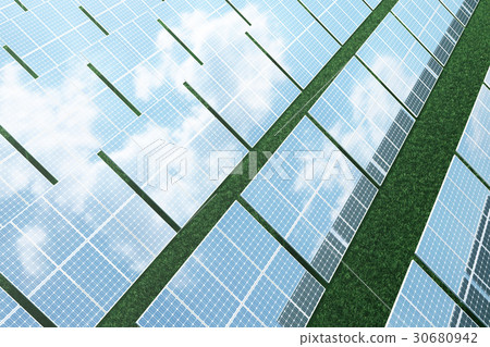 3D illustration reflection of the clouds on the 30680942