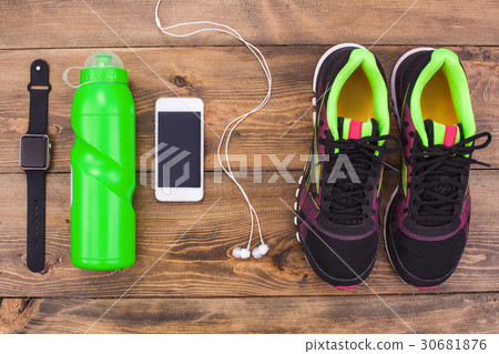 Sport objects equipment isolated healthy active Sport objects equipment isolated healthy active 30681876