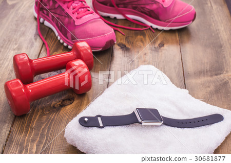 Sport objects equipment isolated healthy active Sport objects equipment isolated healthy active 30681877