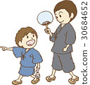 Parent and child going out to the festival 30684652
