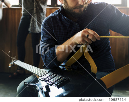 People Playing Guitar Rehearsal Band 30687314