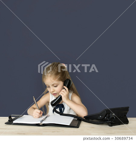 Little Girl Working Business Woman 30689734