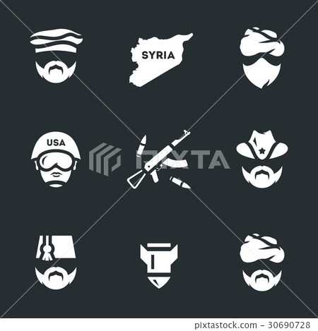 Vector Set of War Syria Icons. 30690728