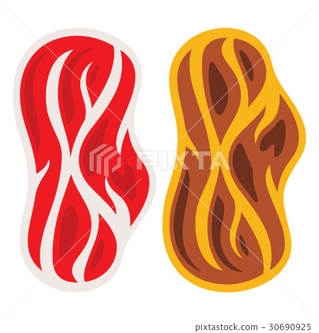 Vectror Raw and cooked piece of Meat. Vectror Raw and cooked piece of Meat. 30690925