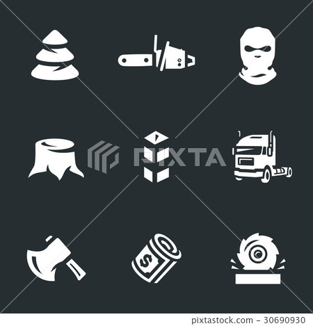 Vector Set of Illegal logging Icons. 30690930