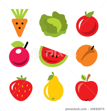 Vector Set of fruits and vegetables.  30690974