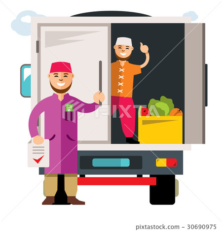 Vector Unloading truck. Vector Unloading truck. 30690975