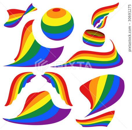 Symbols of LGBT rainbow Pride flag, circle 30691275