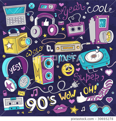 Hipster collage illustration. 30693278