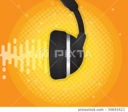 abstract sound wave with headphone and halftone abstract sound wave with headphone and halftone 30693421
