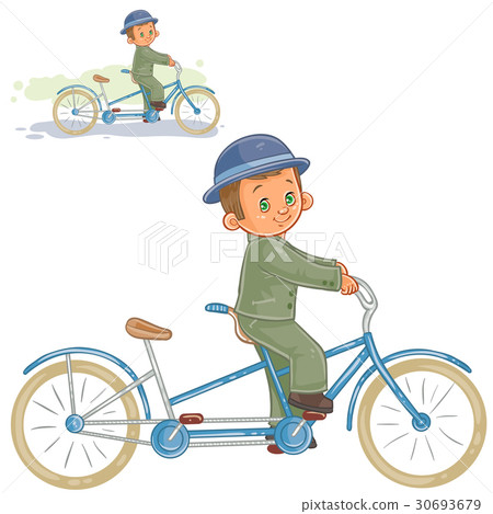 Vector illustration of small boy ride retro bike Vector illustration of small boy ride retro bike 30693679
