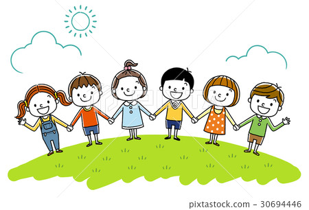 Children: Holding hands together 30694446