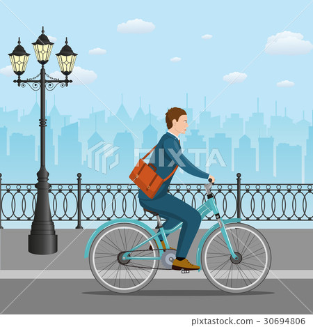 Businessman Riding a Bicycle. 30694806