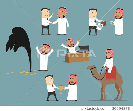 Saudi arabian businessman cartoon character set 30694878