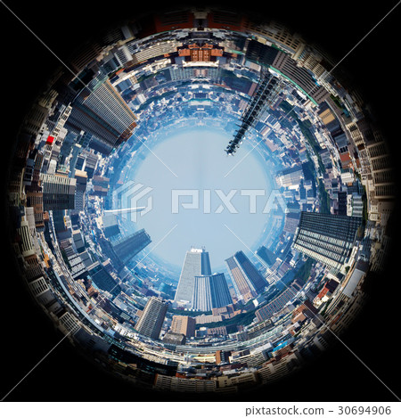 City fisheye lens panorama 30694906