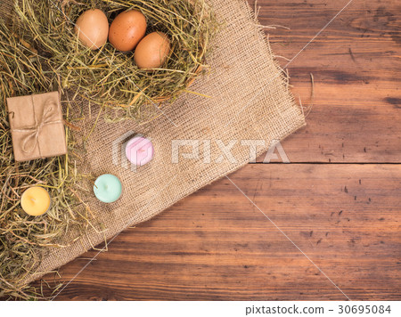 Rural eco background with brown chicken eggs Rural eco background with brown chicken eggs 30695084