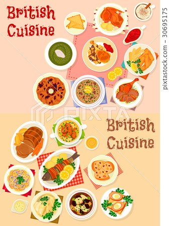 British cuisine icon set for restaurant design 30695175