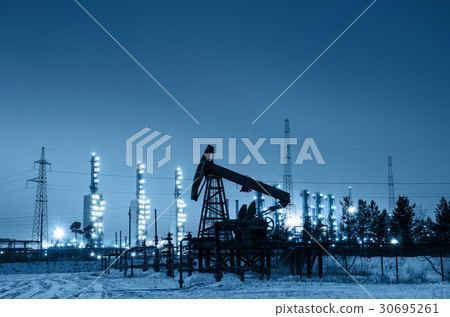 oil rigs and wellhead. refinery background. oil rigs and wellhead. refinery background. 30695261
