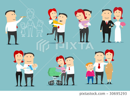 Family life cycle cartoon character set design 30695293