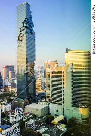 Bangkok twilight cityscape of Mahanakorn tower Bangkok twilight cityscape of Mahanakorn tower 30695365