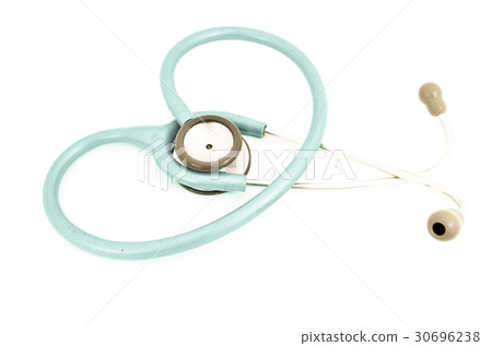 Blue stethoscope isolated on white.. 30696238