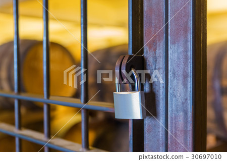 Lock on door to wine cellar Lock on door to wine cellar 30697010